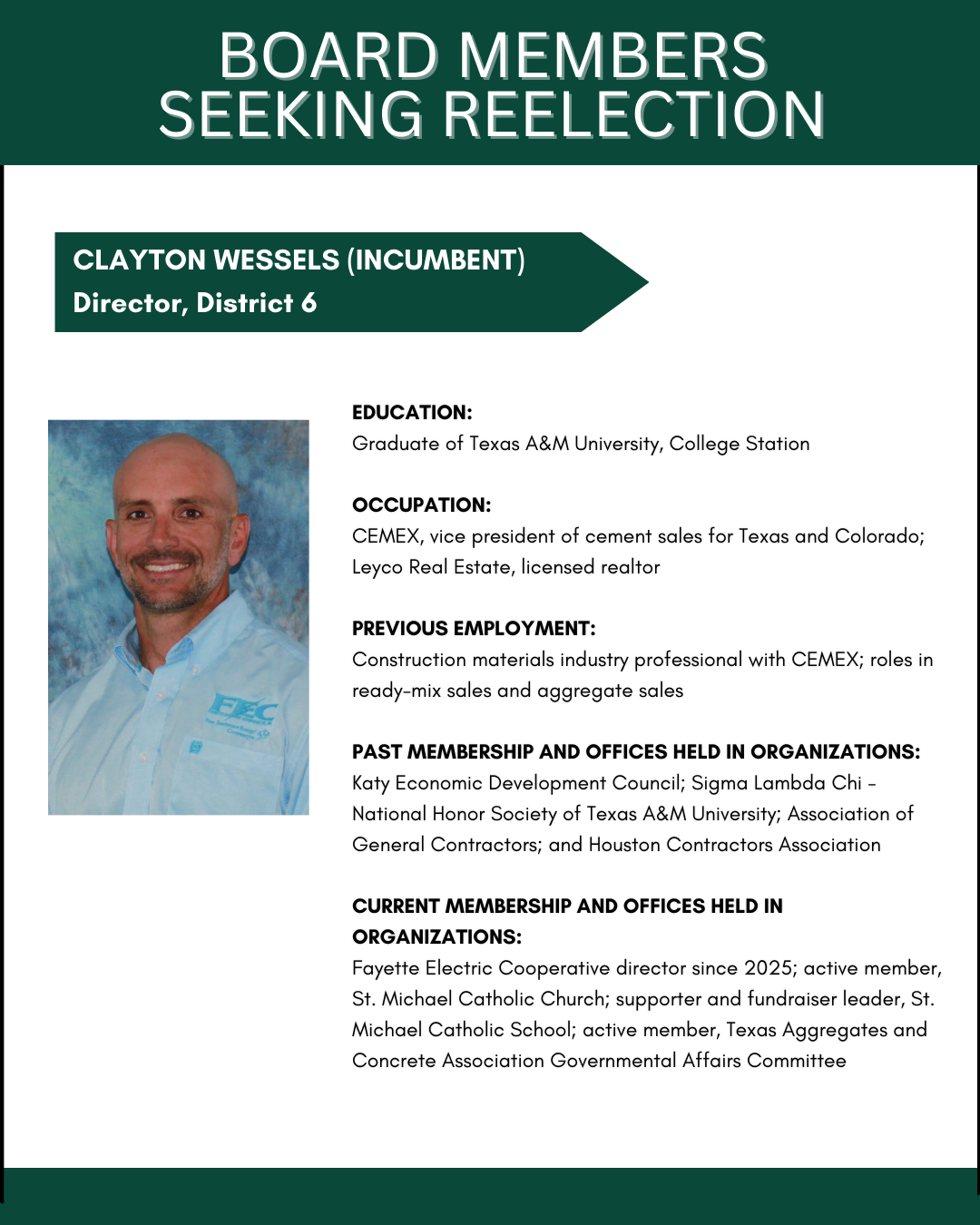 District 6 Director Clayton Wessels