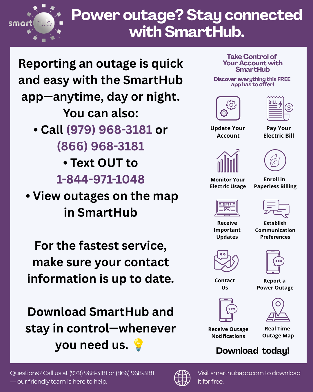 Power outage? Stay connected with SmartHub.