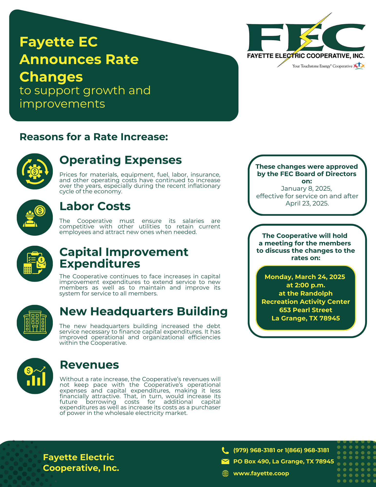 Rate Increase Information