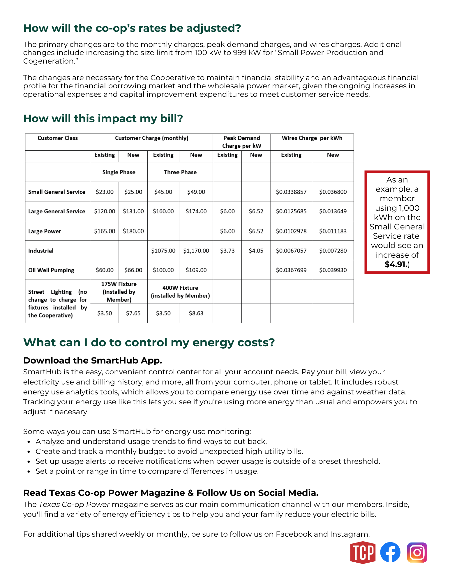 Rate Increase Information